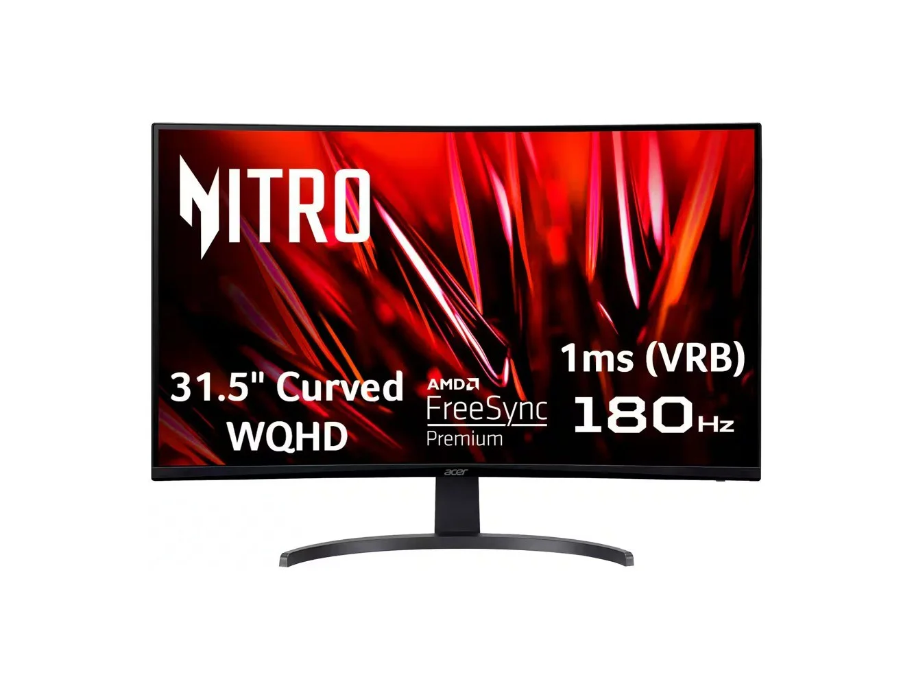 **Acer - Nitro Gaming 31.5" Curved WQHD 180Hz 1ms FreeSync Premium Gaming Monitor (DisplayPort, HDMI x2) - Black**