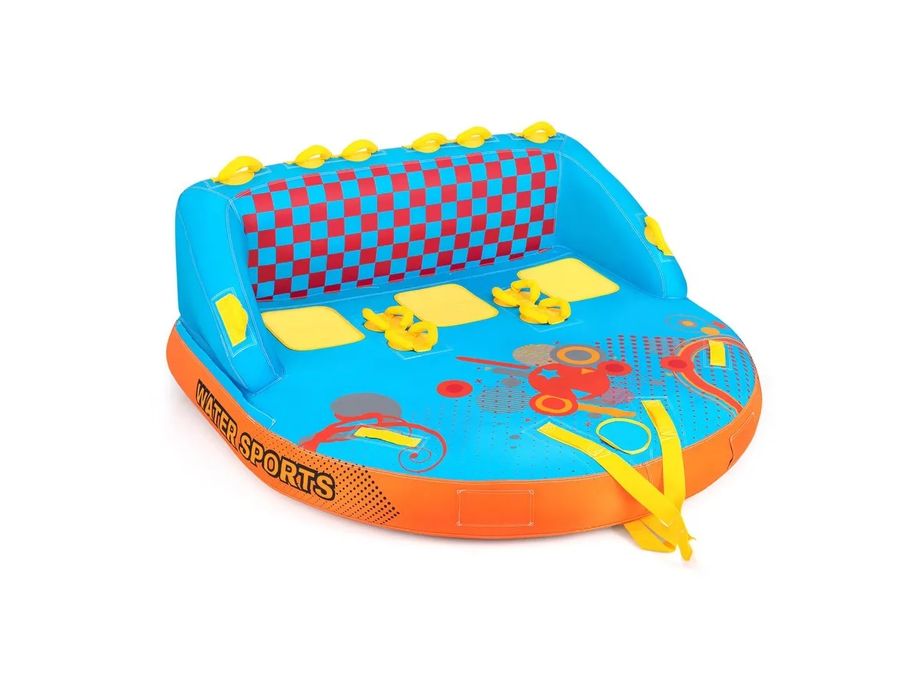 **Costway - Towable Tube for Boating 3 Riders with Front & Back Tow Points for Towing Rider - Multicolor**