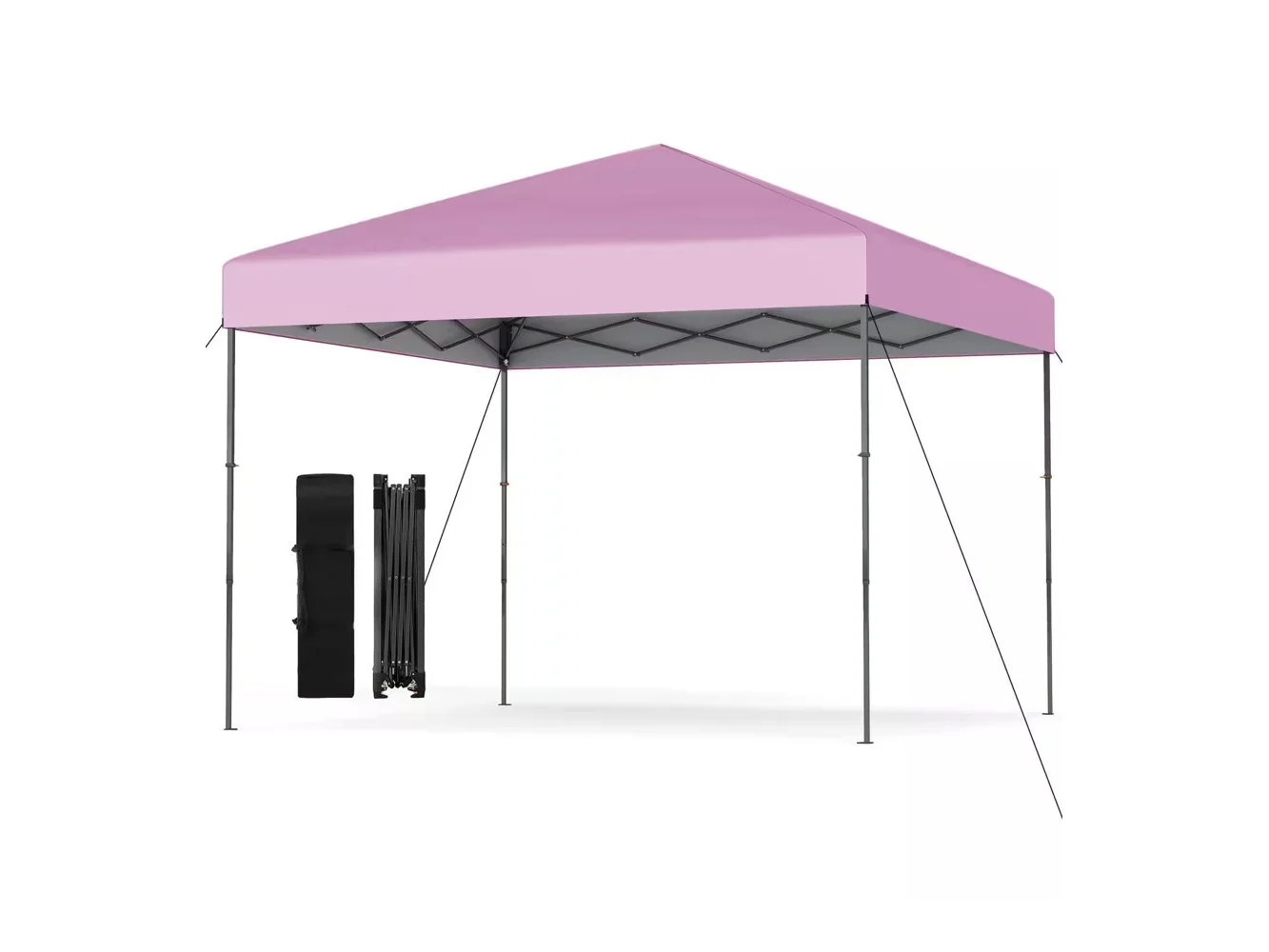 **Costway - 10 X 10 FT Pop up Canopy Tent with Portable Carrying Bag 8 Stakes 4 Wind Ropes - Pink**