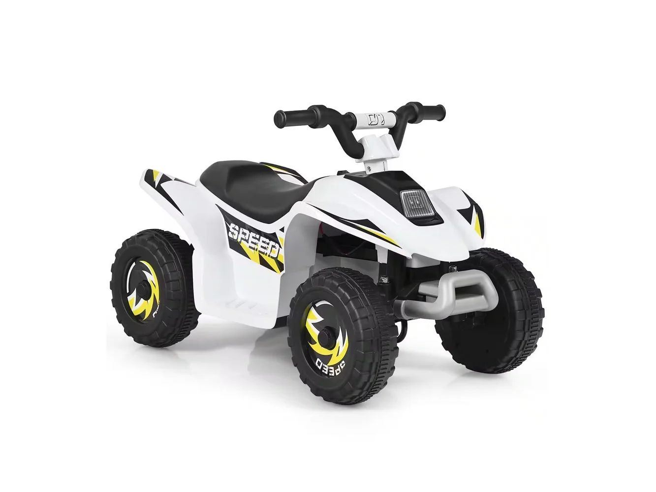 **Costway - 6V Kids Electric Quad ATV 4 Wheels Ride On Toy Toddlers Forward&Reverse - White**