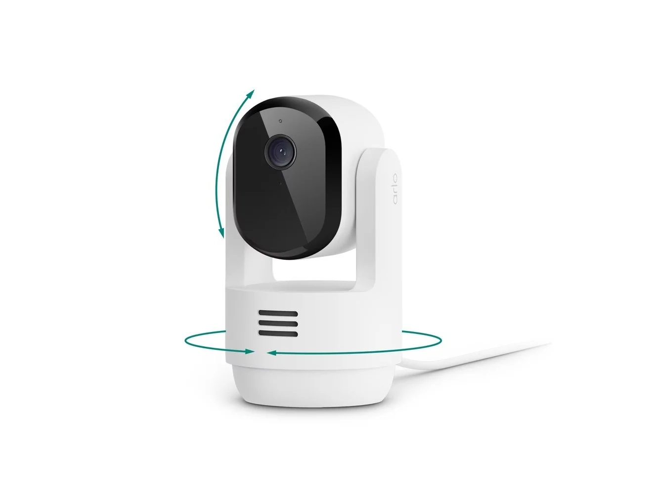 **Arlo - Essential Pan Tilt Indoor Security Camera 2K - Wired Plug-In Powered, Privacy Mode, 1-Cam - White**