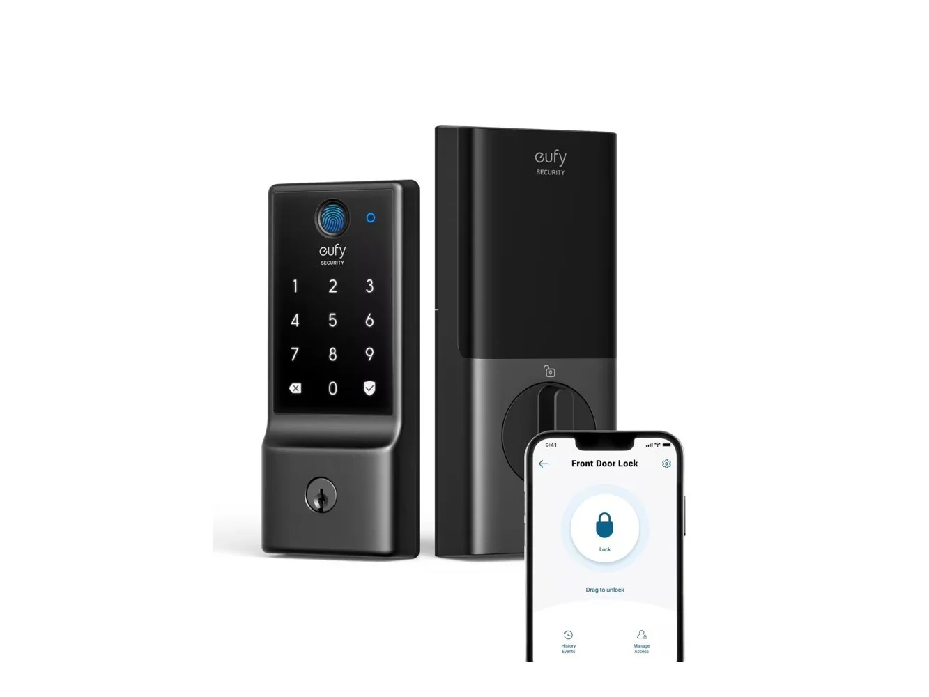 **eufy - Smart Lock C220, Fingerprint Keyless WiβFi Deadbolt, App Control, 8βMonth Battery, IP53 Waterproof, Gradeβ―3**