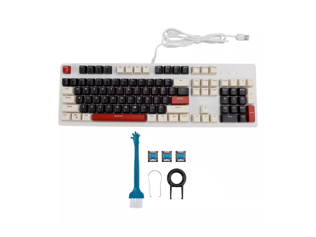 **Topteng - 104-Key Hot-Swappable Mechanical Keyboard-Linear Switches, Customizable RGB Backlit,PBT Keycaps for Gaming/Office - White**