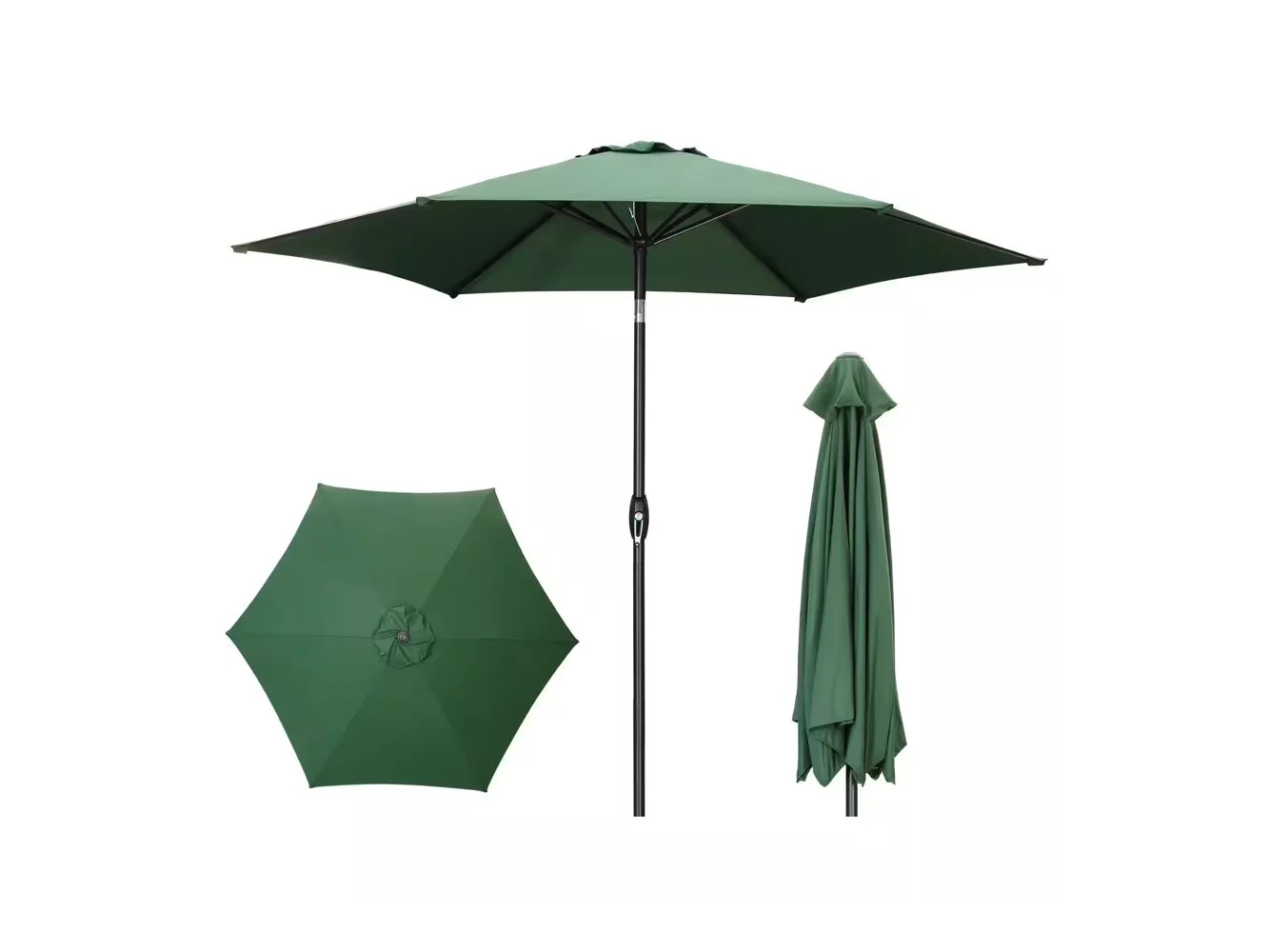 **Ainfox - 9ft Patio Umbrella Outdoor Market Umbrella UV Protection Sturdy Frame W/Easy Crank - Green**