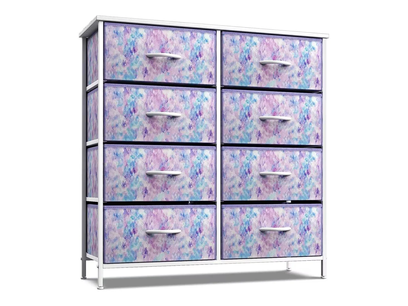 **Sorbus - 8 Drawers Dresser- Storage Unit with Steel Frame, Wood Top, Fabric Bins - for Bedroom, Closet, Office, and more - Purple Tie-Dye**