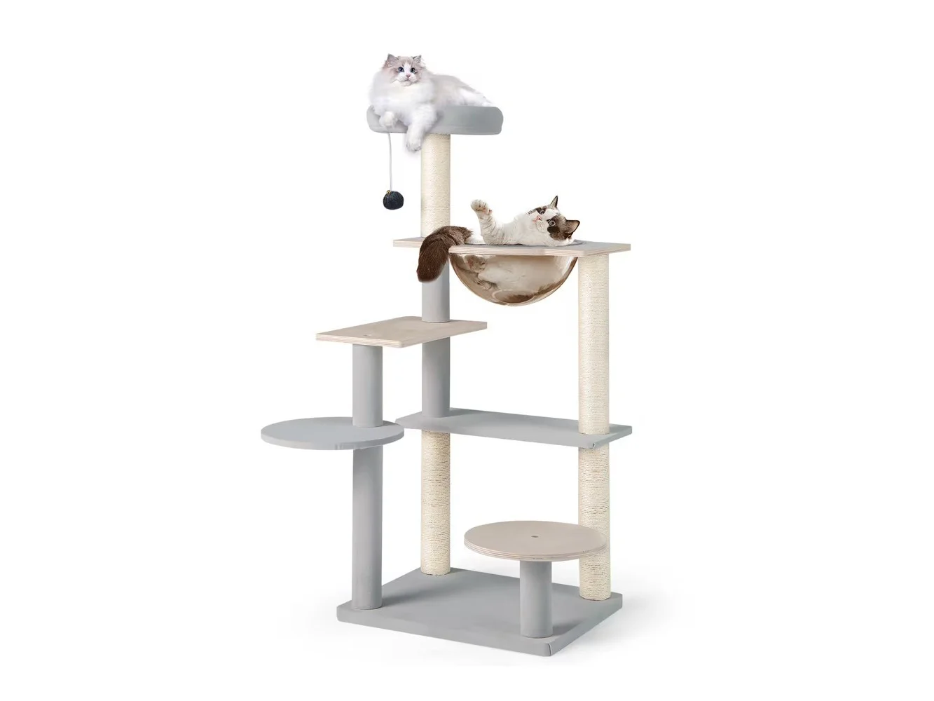 **Gymax - Modern Cat Tree 44 Inch Multi-level Cat Tower w/ Removable Padded Top Perch - GYM16236**