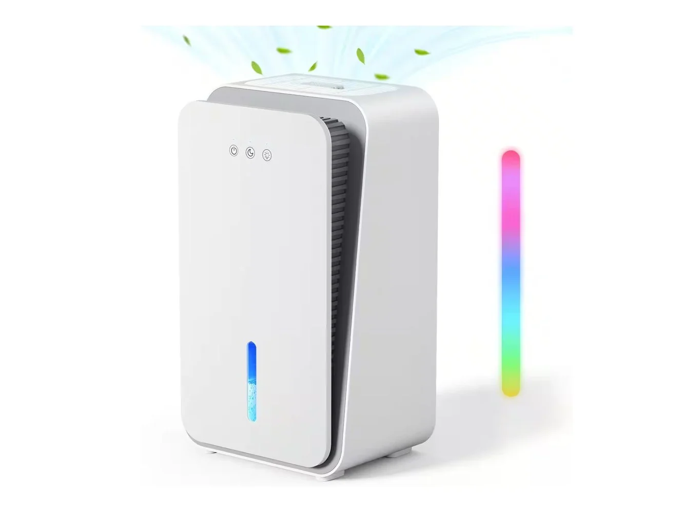 **Teendow - Portable Dehumidifier for Basement & Home, 800 Sq.Ft, Drain Hose, Aromatherapy, 7-Color Light, Quiet Mode - White**