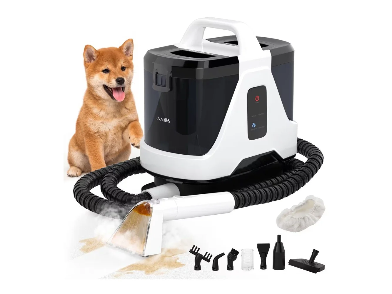 **Topteng - 1700W Portable Carpet Cleaner - 16KPa Suction, Dual Tank, 30s Heat Up for Upholstery & Home Deep Cleaning - White**