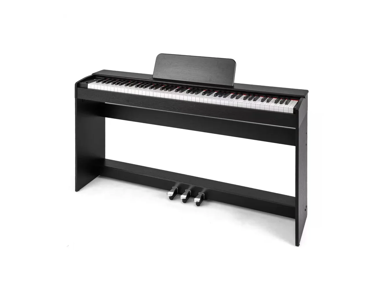 **Costway - 88-Key Hammer Action Weighted Keyboard Electric Piano with Stand & Triple Pedals - Black**