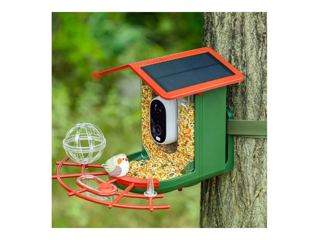 **Parrot Uncle - Smart Wild Bird Feeder with Camera for Outdoor, Solar Power & AI Recognition and Color Night Vision - White**