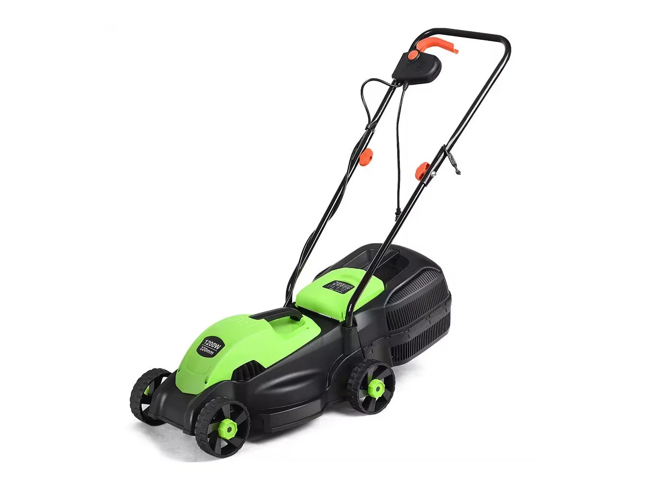 **Costway - 12 Amp 13-Inch Electric Push Lawn Corded Mower With Grass Bag - Green**