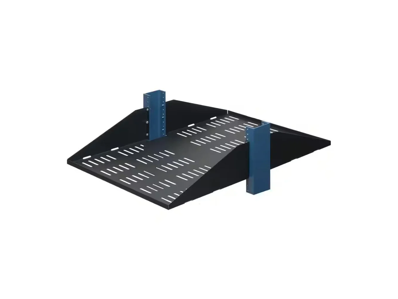 **RackSolutions - 3U 2Post Center Mount Shelf 29in (D) (Flanged Down, Vented) - Black**