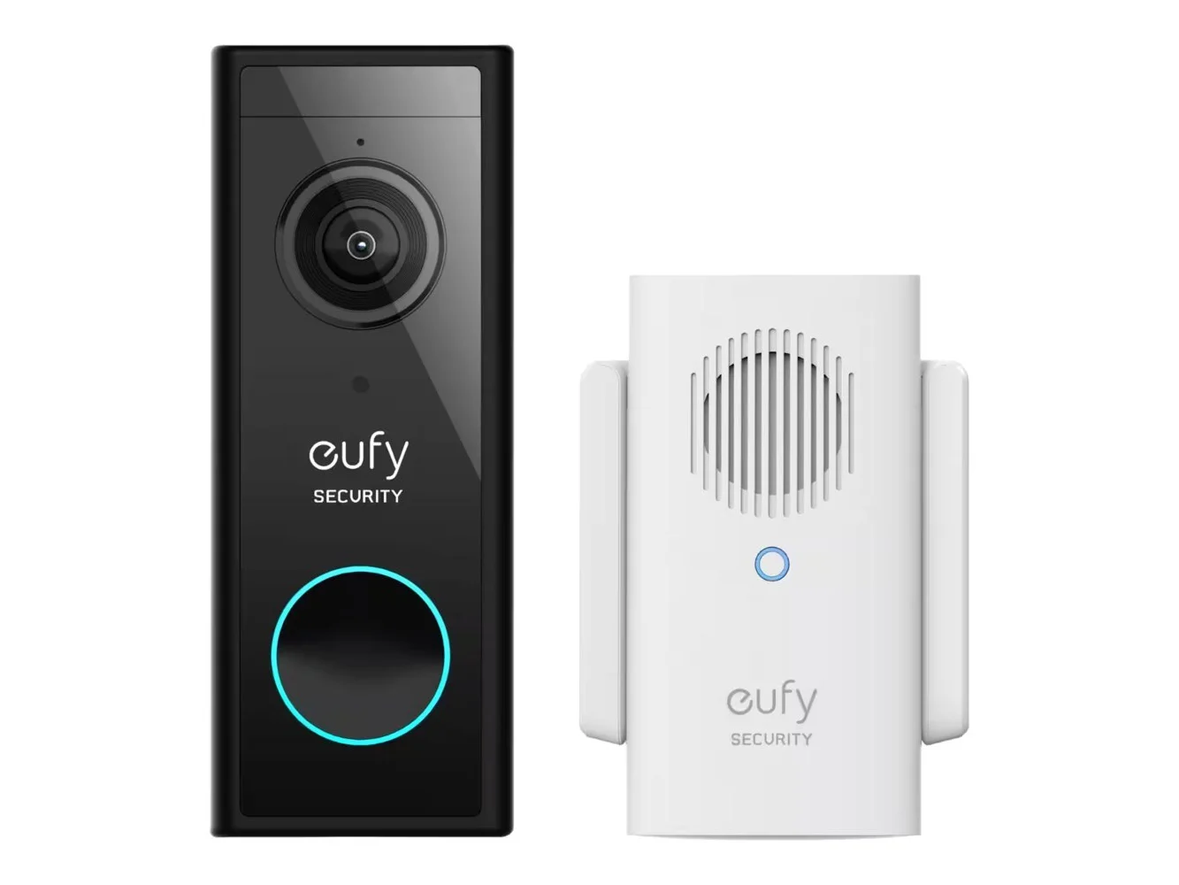 **eufy - Smart Wi-Fi Video Doorbell 2K Battery Operated/Wired with Chime - White/Black**