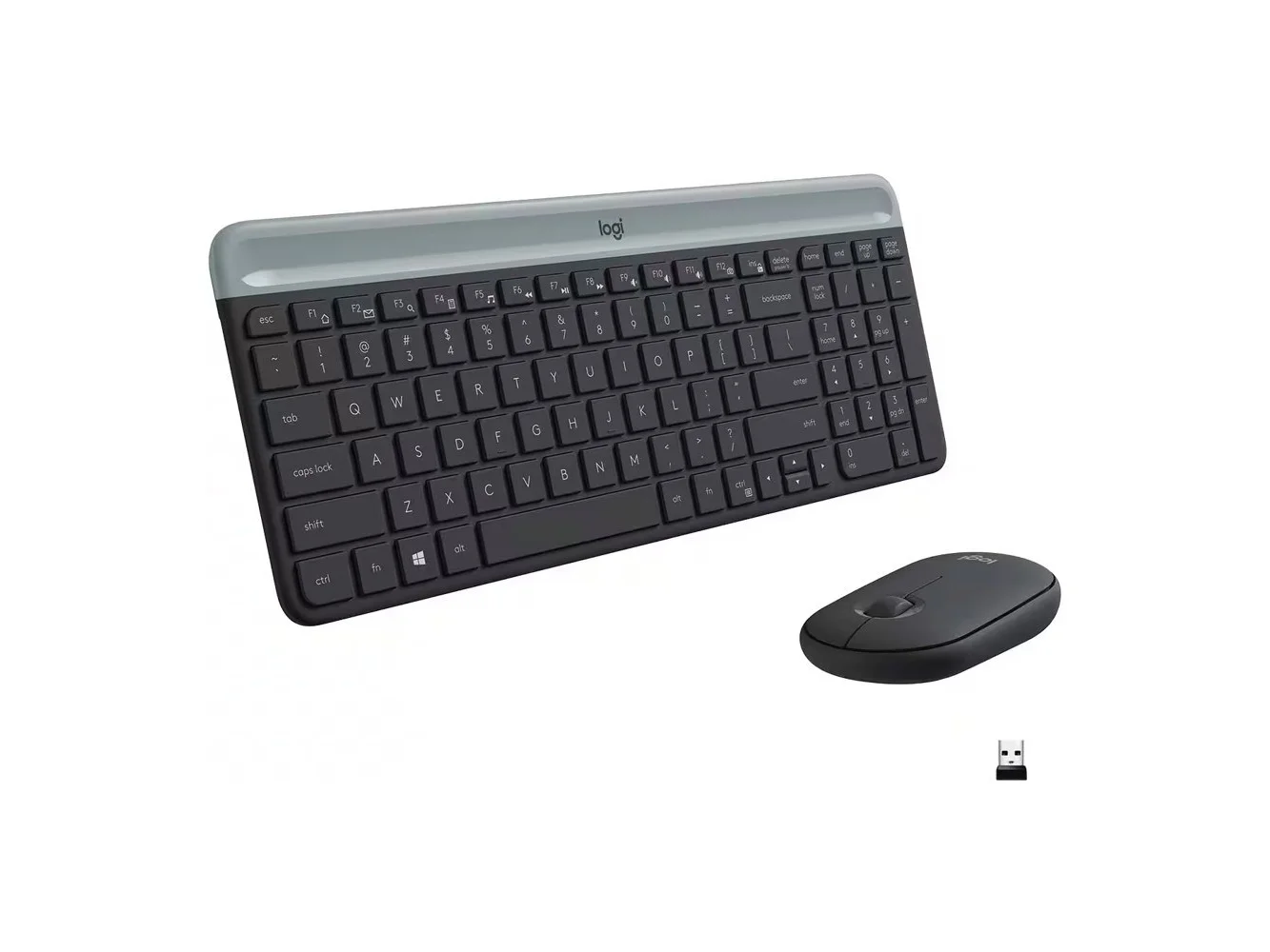 **Logitech - MK470 Full-size Wireless Scissor Keyboard and Mouse Bundle for Windows with Quiet clicks - Black/Gray**