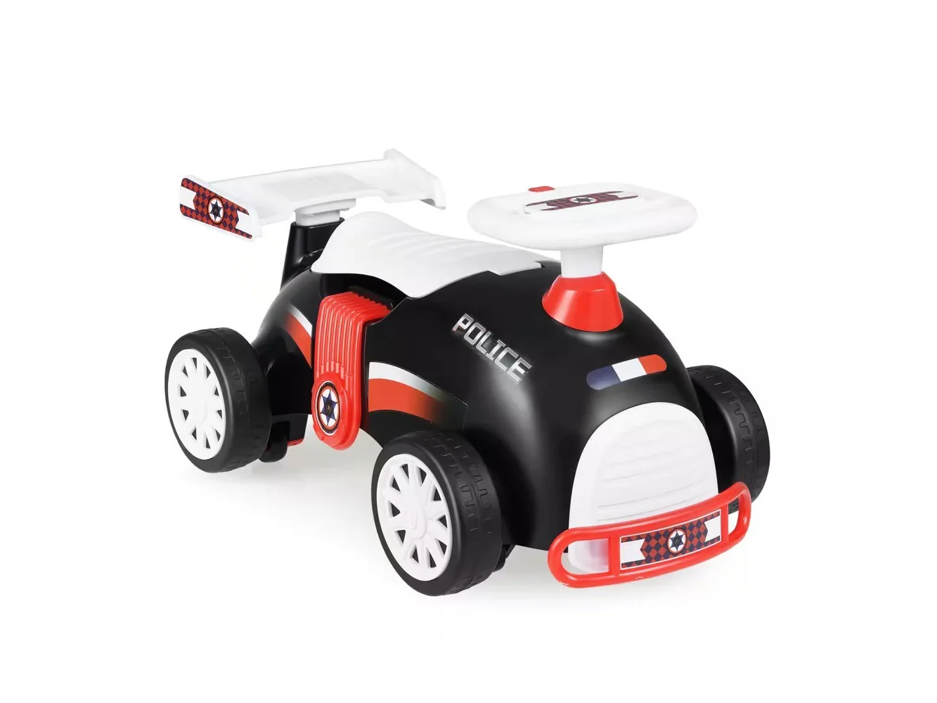 **Costway - Kids Ride On Push Car with Music Under-Seat Storage Universal Wheels for Boys Girls - Black & Red**