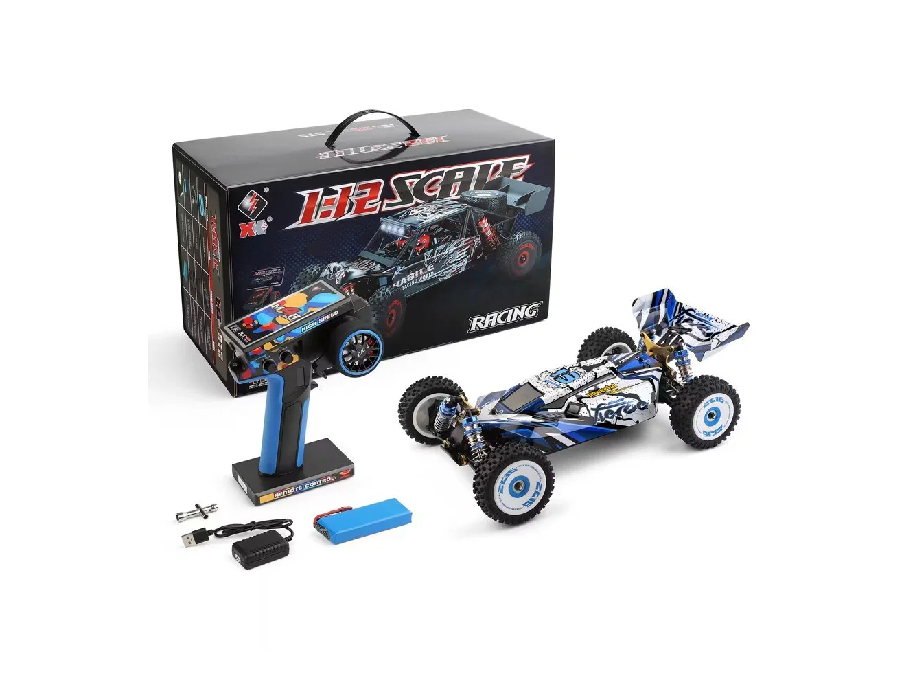 **Topteng - WLtoys 124017 1/12 Brushless 4WD RC Car - 46MPH High Speed, 2.4G Remote, Metal Chassis, All-Terrain, RTR​**