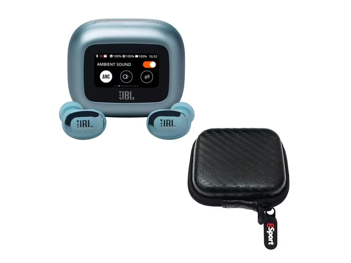 **JBL - Live Buds 3 True Wireless Noise Cancelling Earbud Bundle with gSport Case - Blue**