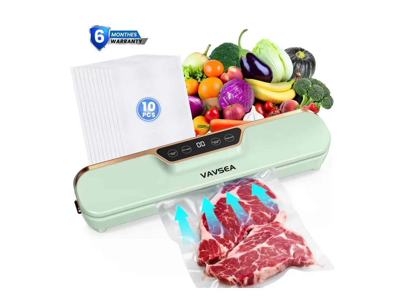 **VAVSEA - Sealer with 4 Modes and 10-Piece Bag Starter Kit - Green**