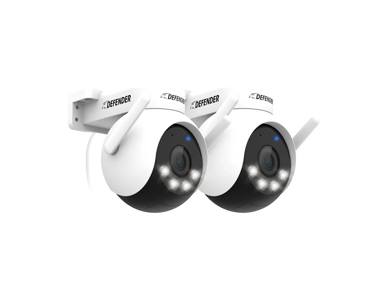 **Defender - AI 4K Everwatch PTZ 360° Wi-Fi 6 Plug-in Security Camera, Color Night Vision, AI-Tracking, Easy Setup , 2 Pack - White**