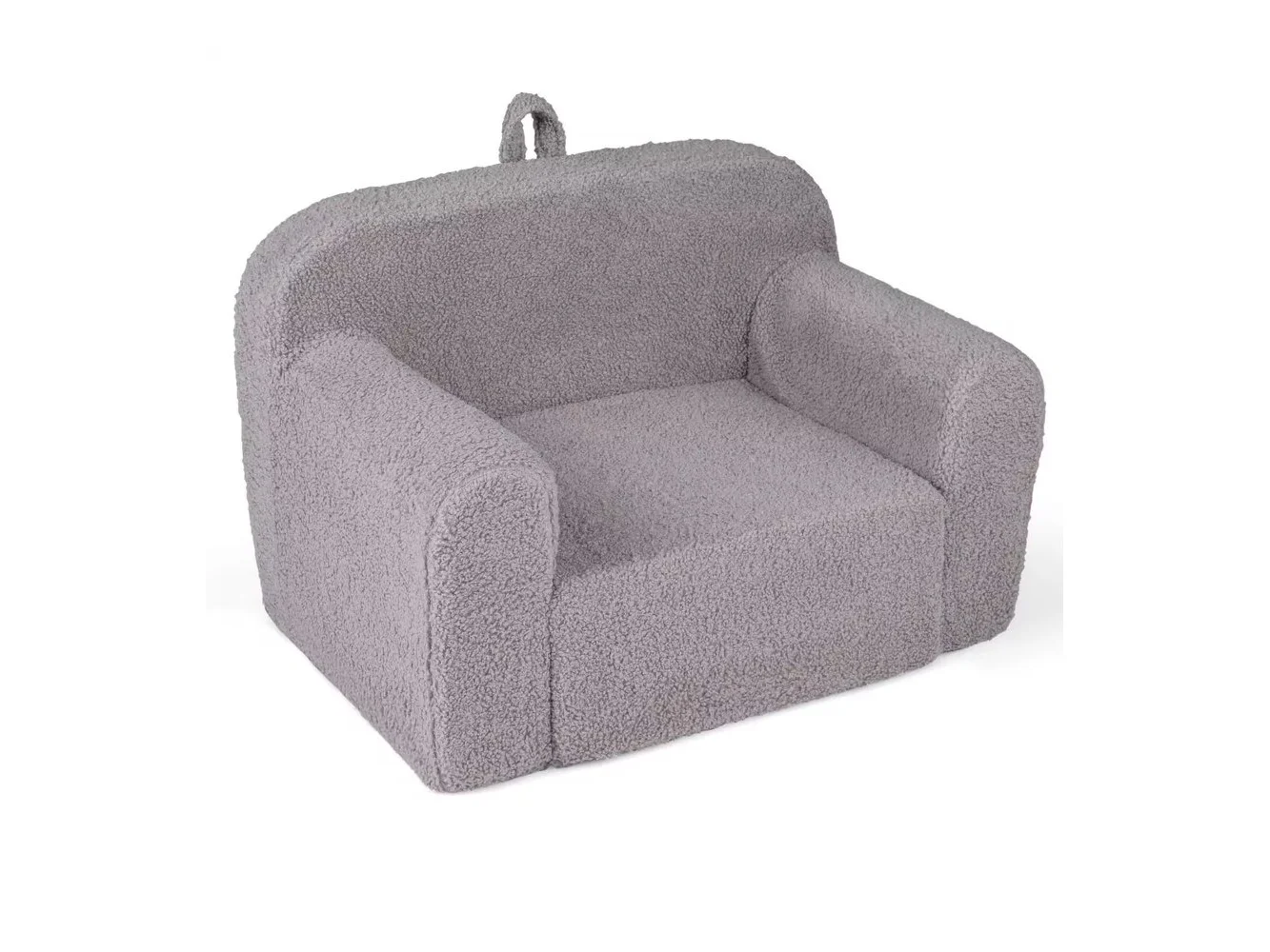 **Costway - Kids Couch Portable Toddler Sofa with Handle Anti-slip Base Removable Comfy Chair - Gray**