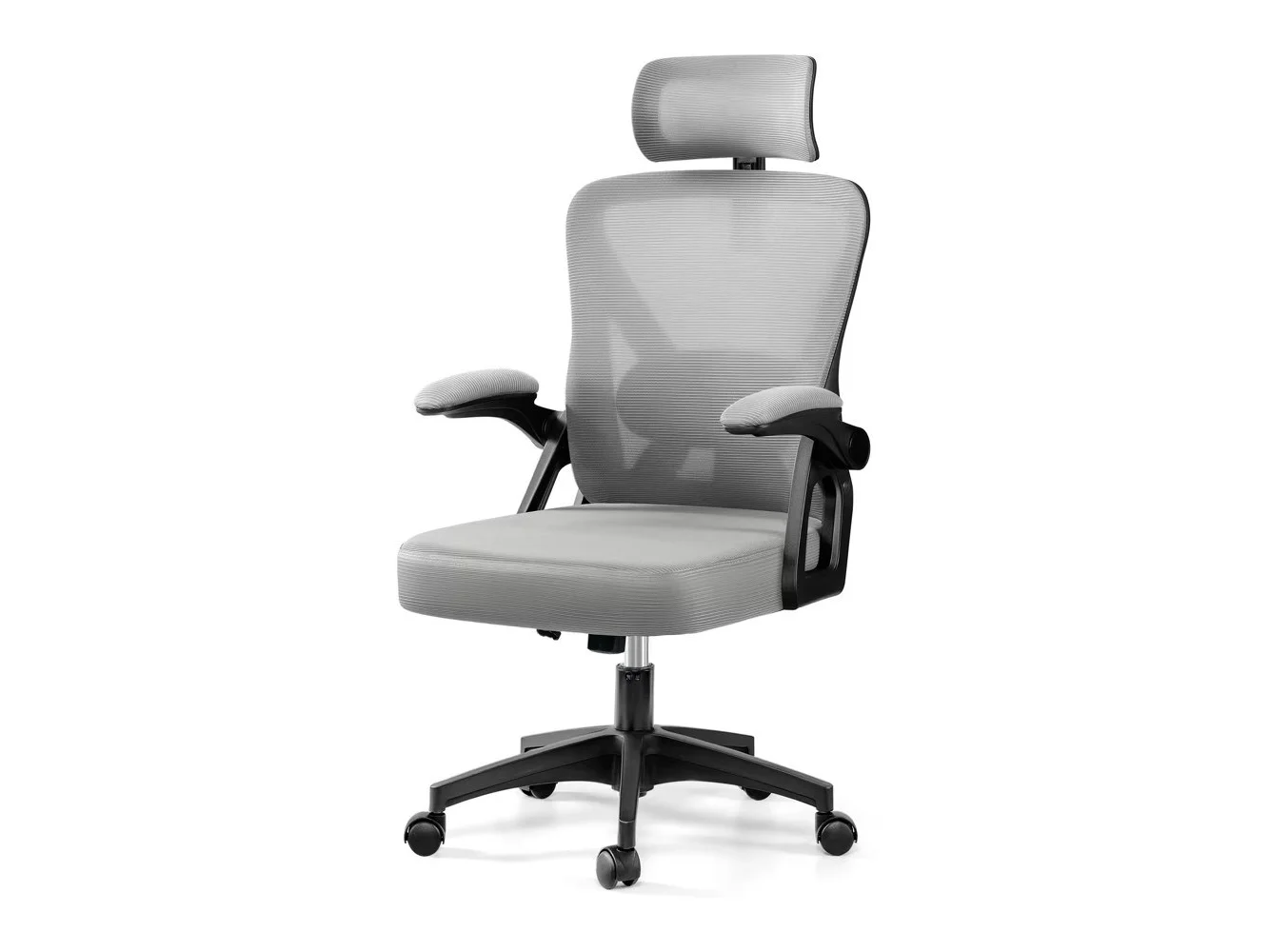 **Brick Attic - Ergonomic High-back Adjustable Office Chairs with Headrests and Adjustable Armrests, Home Office Swivel Desk Chair - Light Gray**