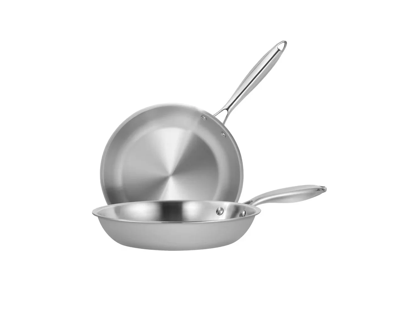 **Sugift - 9.5" and 11" Tri-Ply Stainless Steel Nonstick Open Fry Pan with Premium Magnetic Stainless Exterior, Aluminum Core - Silver**