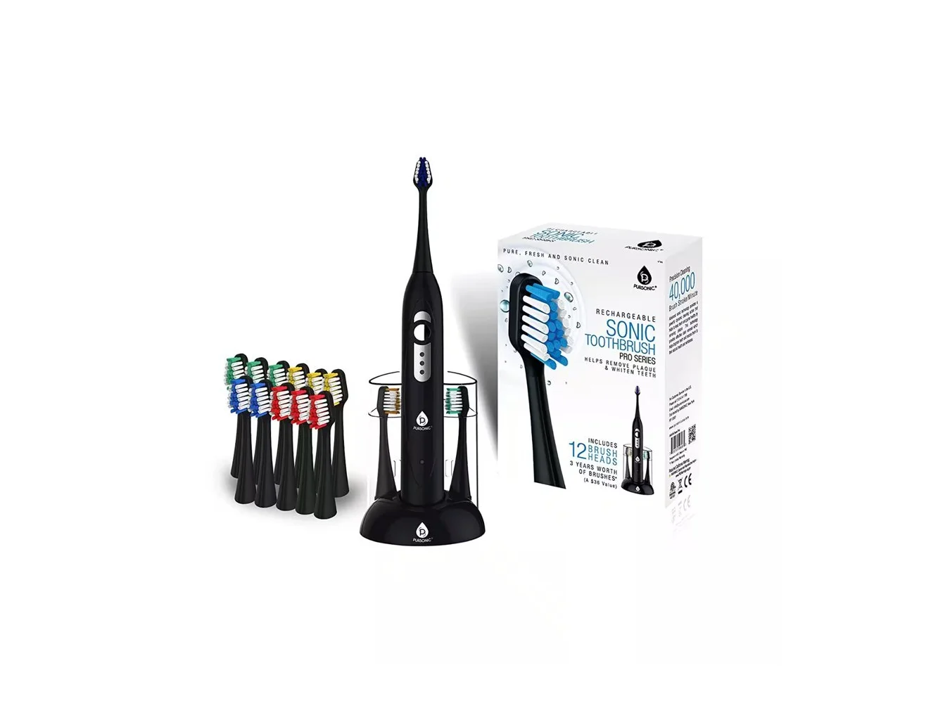 **Pursonic - SPM Electric movement Rechargeable Electric Toothbrush - Black**
