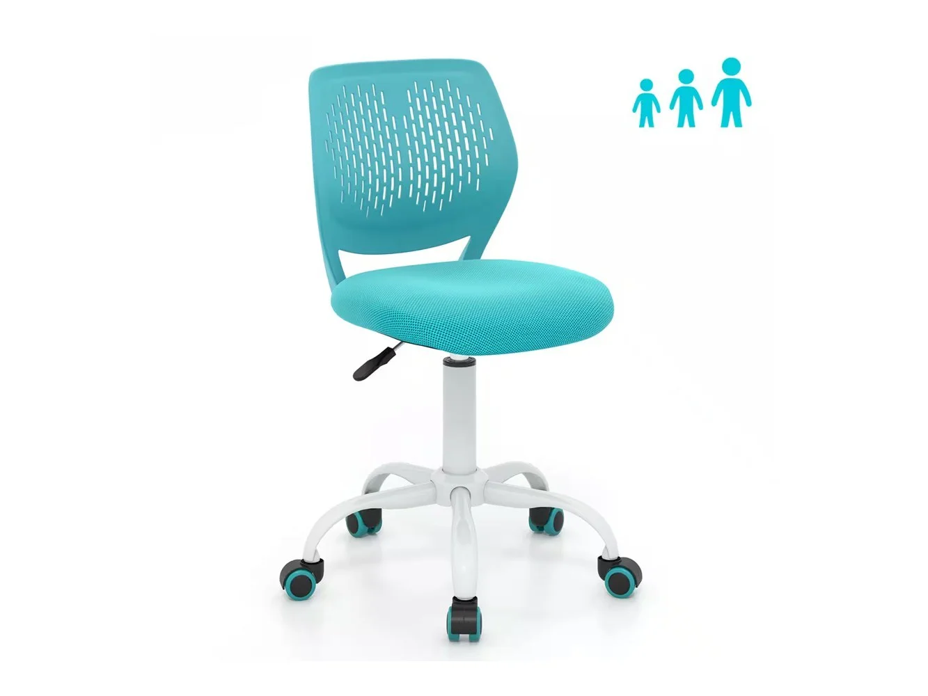**Costway - Kids Desk Chair Ergonomic Swivel Children Mesh Study Height Adjustable - Turquoise**