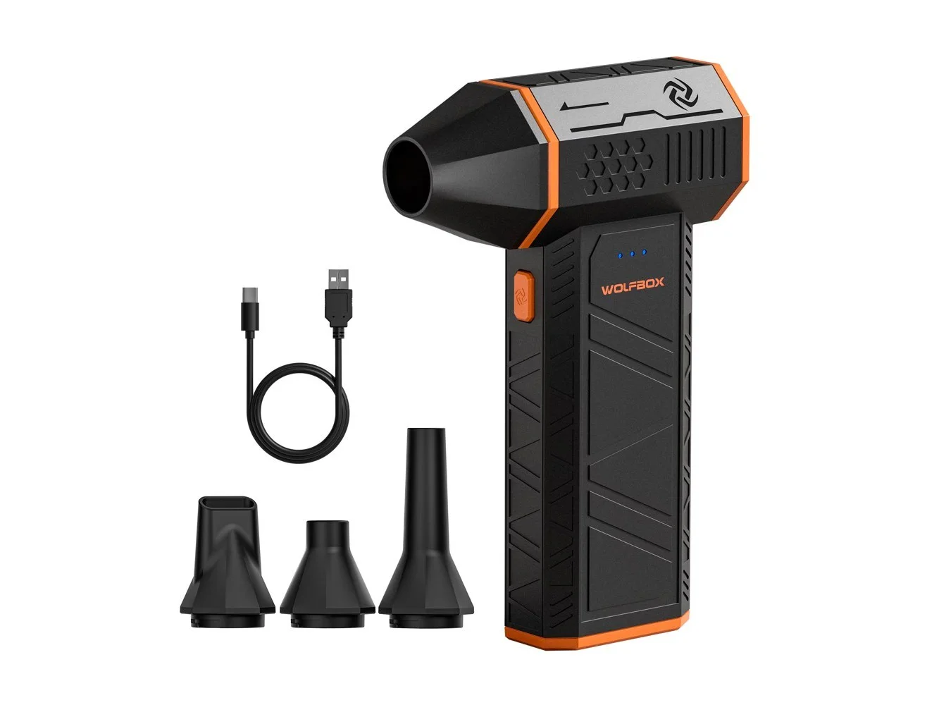 **WOLFBOX - Compressed Air Duster, 110000RPM Electric Air Duster, Rechargeable Cordless Mini Turbo Fan for PC Keyboard Cleaner - Black**