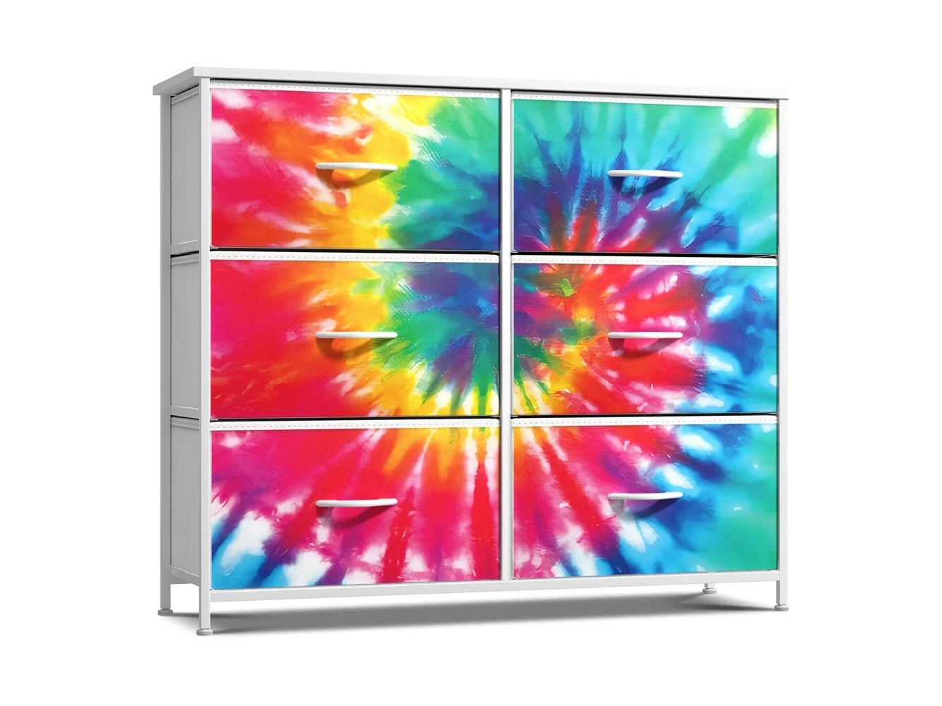 **Sorbus - Dresser with 6 Drawers, Furniture Storage Tower Unit for Bedroom, Hallway, Closet Wood Top Fabric Drawers Chest - Rainbow**