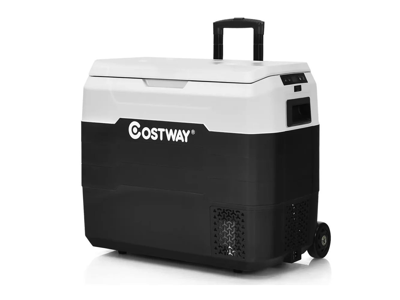 **Costway - 42 QT Portable Car Refrigerator Dual-Zone Car Cooler - White**