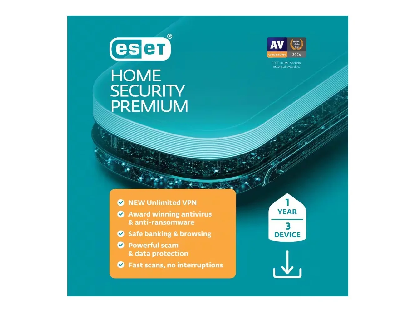 **ESET - Home Security Premium (3-Device) (1-Year Subscription) - Windows, Mac OS, Android [Digital]**