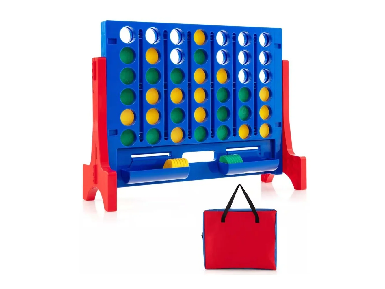 **Costway - Wall Mounted or Tabletop Giant 4-IN-A-ROW Jumbo 4-to-Score Connect Game Set - Red**