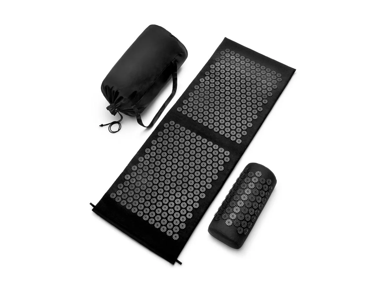 **Sorbus - Sivan Acupressure Mat and Pillow Set for Stress, Back & Neck Pain, Acupuncture, Muscle Relaxation, Sciatica, Meditation - Black**