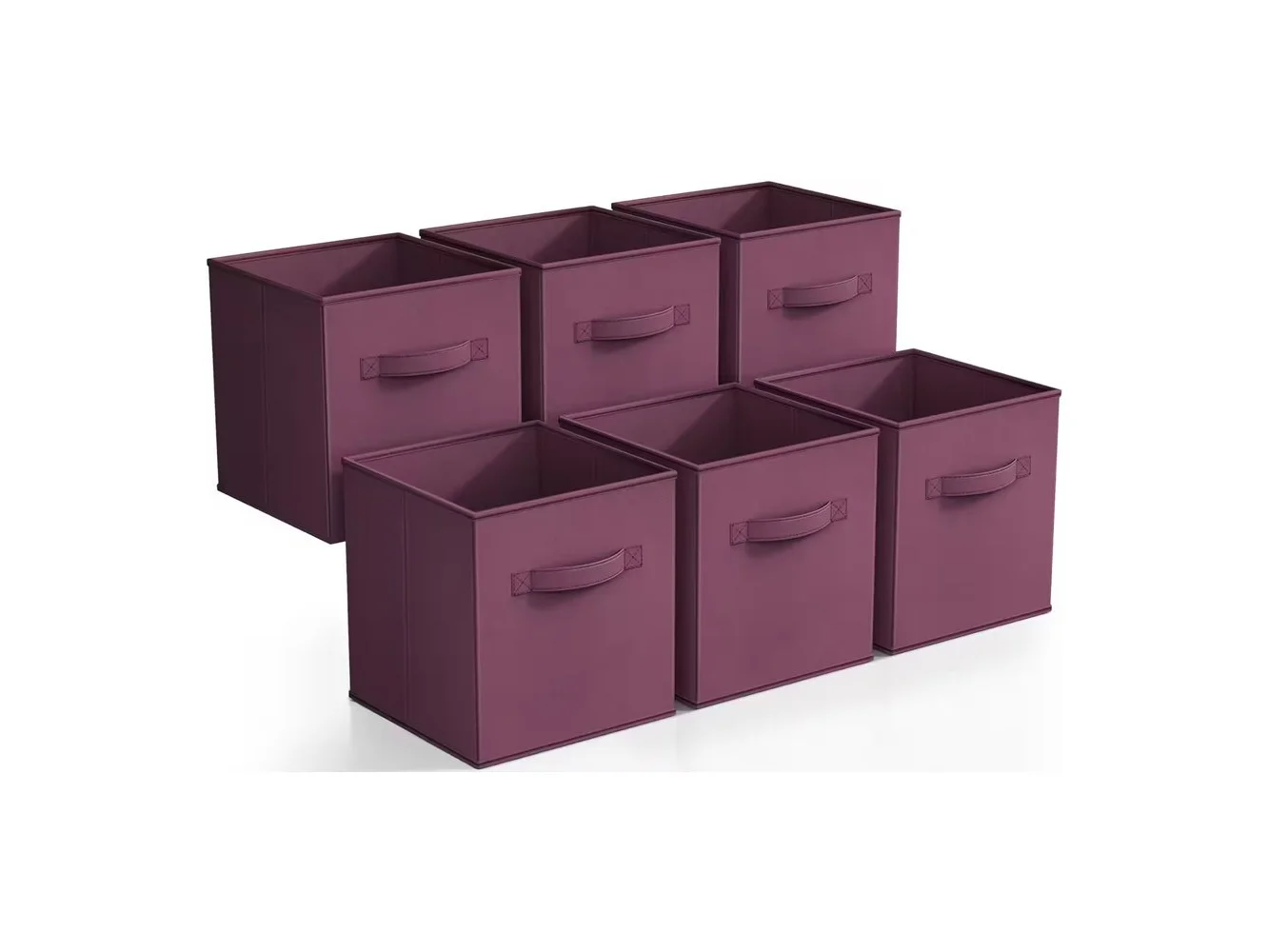 **Sorbus - Foldable Storage Cubes - 6 Fabric Baskets for Organizing Pantry, Closet, Shelf, Nursery, Playroom, Toy Box, Cubby - Purple**