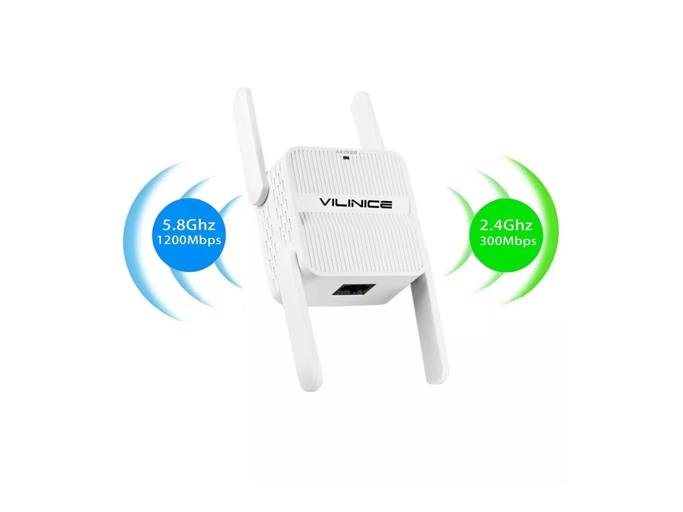**VILINICE - Wi-Fi 6 Dual-Band Extender with 1500-Megabits Per Second Speed and Coverage for Up to 8800 Square Feet - White**