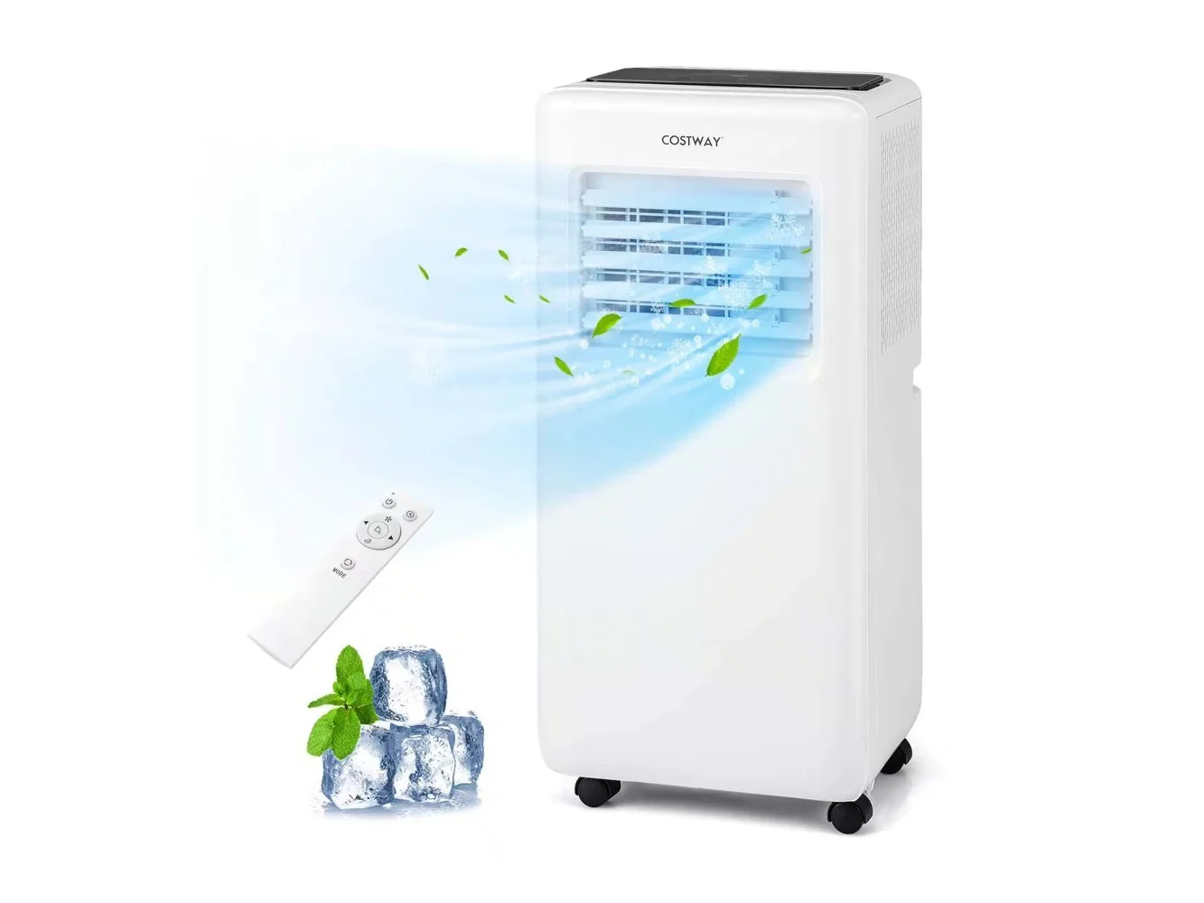 **Costway - 8000 BTU Portable Air Conditioner Cools up to 250 sq.ft 3 in 1 Air Cooler with Fan & Dehumidifier 5000 BTU - White**