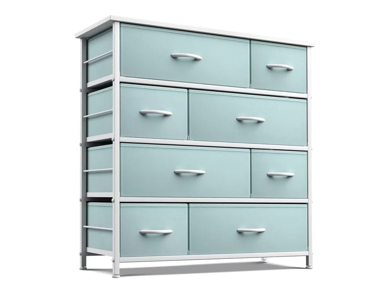 **Sorbus - Dresser with 8 Drawers - Storage Chest Organizer with Steel Frame, Wood Top, Handles, Fabric Bins - Aqua**