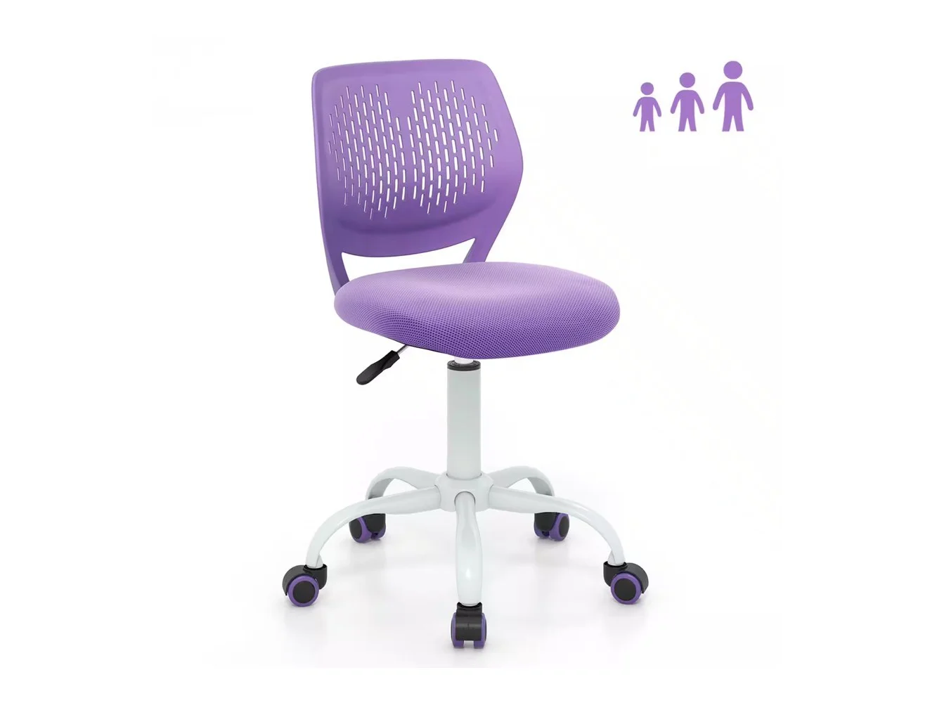 **Costway - Kids Desk Chair Ergonomic Swivel Children Mesh Study Height Adjustable - Purple**