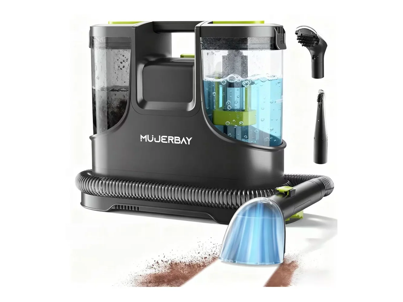 **Mujerbay - Upholstery Carpet Cleaner, MUJERBAY® 15Kpa Portable Spot and Stain Cleaner - Green**
