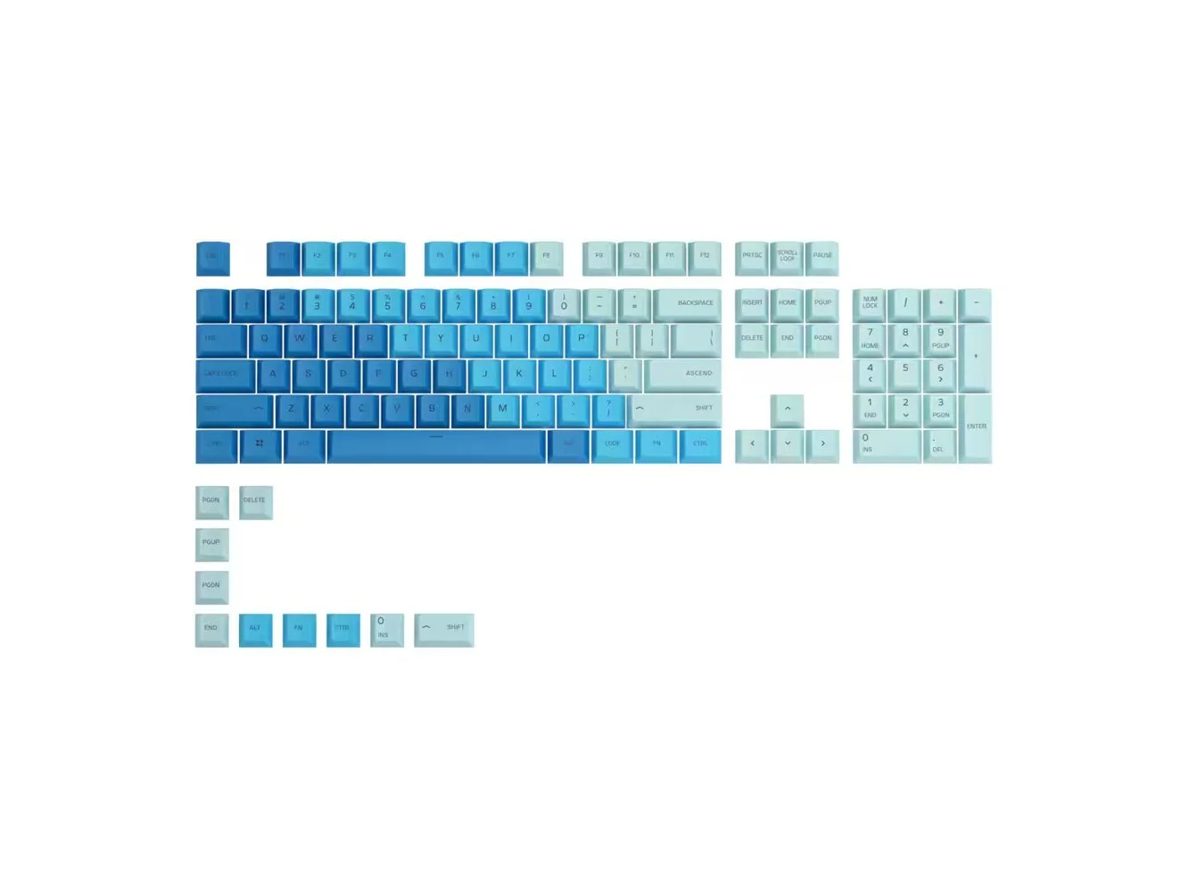**Glorious - GPBT Gradient Universal Keycap Set Compatible with Most 100% 85% 80% TKL 60% Compact 75% Mechanical Keyboards - Ocean**