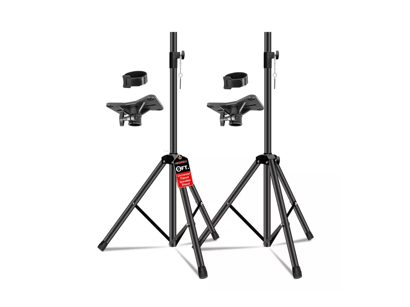 **5 CORE - 5Core Speaker Stand Pair Tripod Tall Adjustable 72 Inch DJ Studio Monitor Stands-SS ECO 2PK BLK WoB - Black**