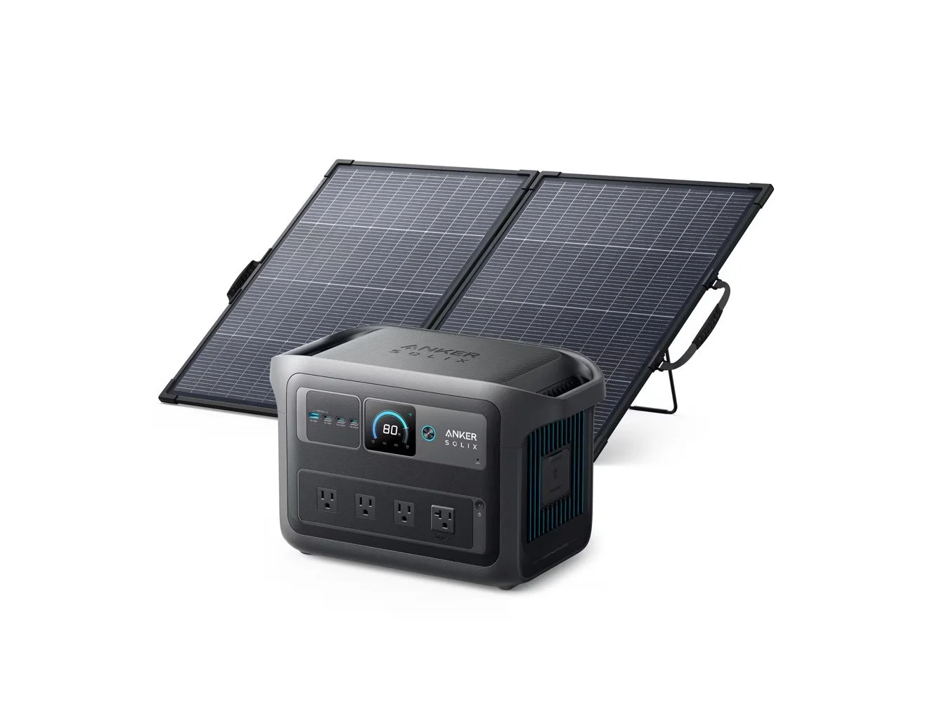**Anker - SOLIX C1000X Gen 2 Portable Power Station w/100W Bifacial Solar Panel,1024Wh 3000W Peak Solar Generator for Camping&Home (1024 Wh Capacity) - Dark Gray**