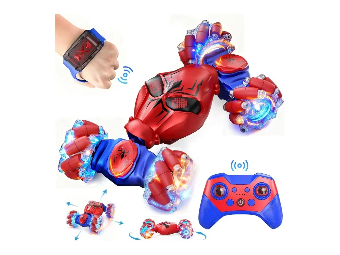 **Veeniix - Gesture Sensing RC Stunt Car, 4WD Remote Control Spider Toy Car for Boys 8-12,Birthday Gift for Kids - Red**