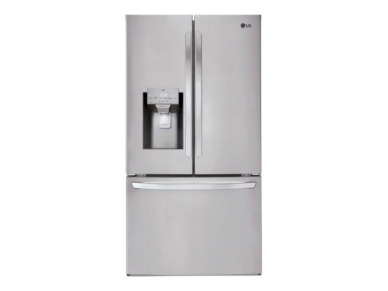 **LG - 36-in Wide 27.7 Cu. Ft. French Door Smart Refrigerator with External Ice and Water - Stainless Steel**