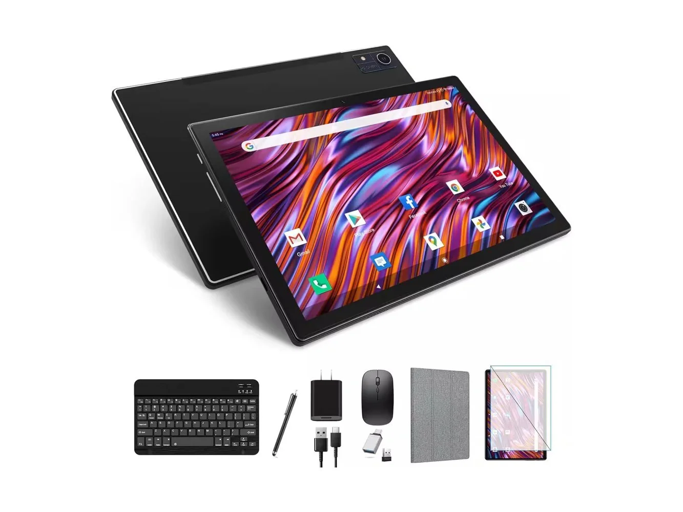 **MEIZE - Latest 2026 Android 14 Tablet, 128GB+24(8+16 Expand)GB/512GB Expandable, Octa-Core Tablet with Keyboard - Black**