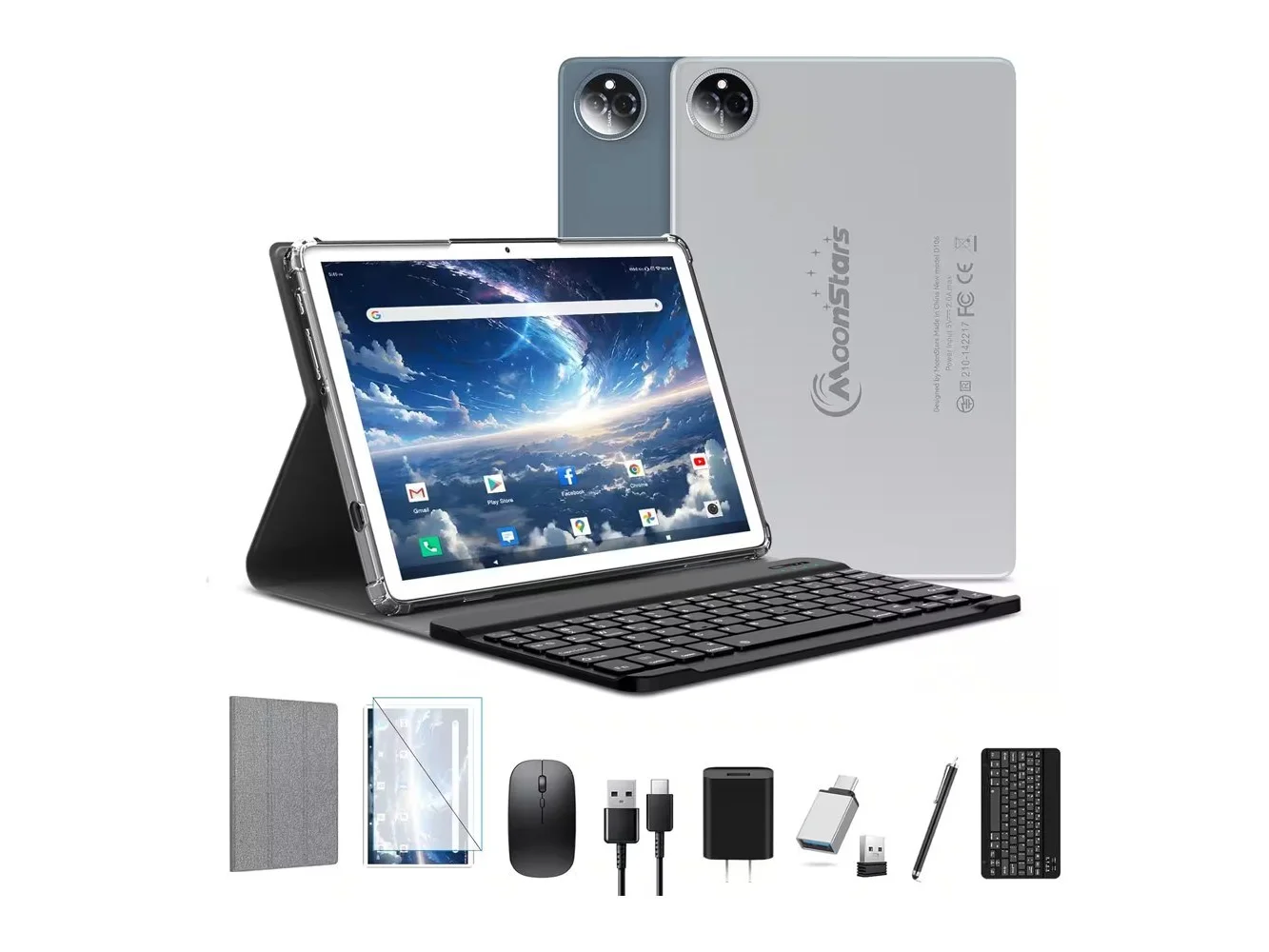 **MEIZE - 11 Inch Android 15 Tablet, 2026 Latest Octa-Core Tablets, 128GB ROM+16(8+8)GB RAM/512GB Expand Tablet with Keyboard - Silver**