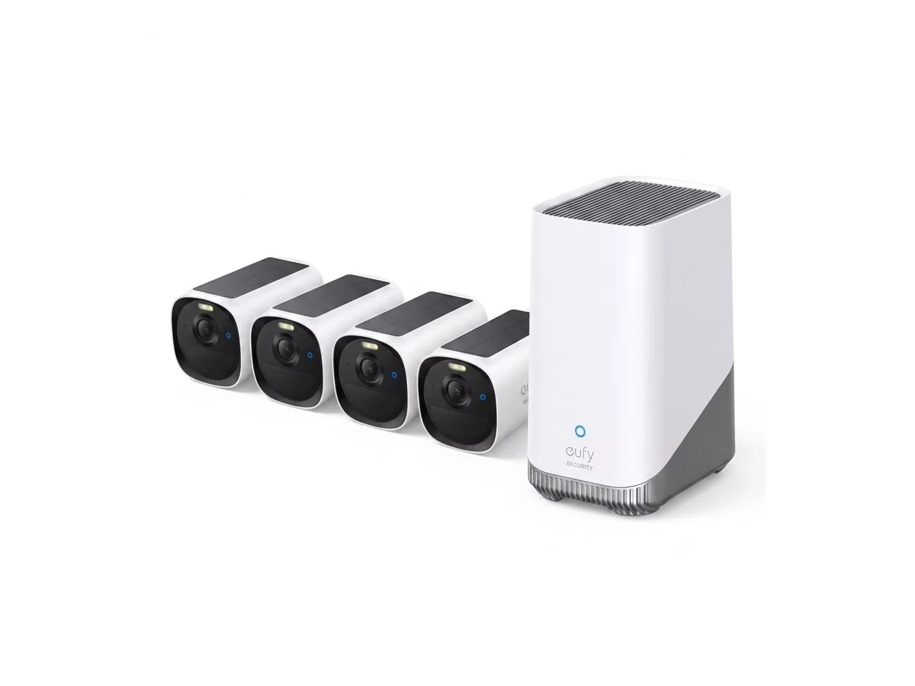 **eufy - eufyCam E40 4-Cam& Homebase S380, 2K MaxColor Night Vision,Solar Security Camera,No Monthly Fee - White**