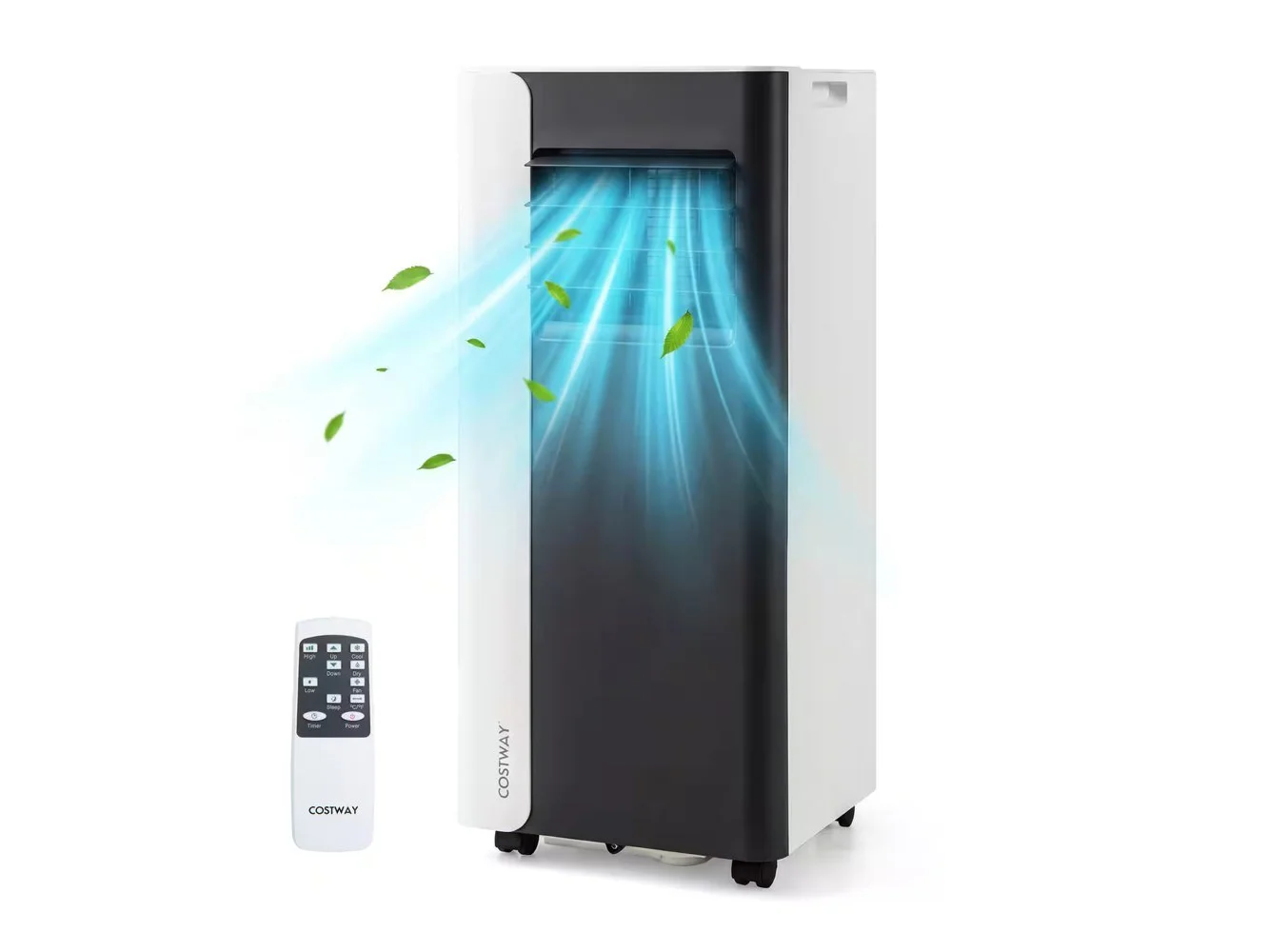 **Costway - 8000 BTU 3 in 1 Portable Air Conditioner with Fan & Dehumidifier Mode Sleep Mode LED Display - White,Black**