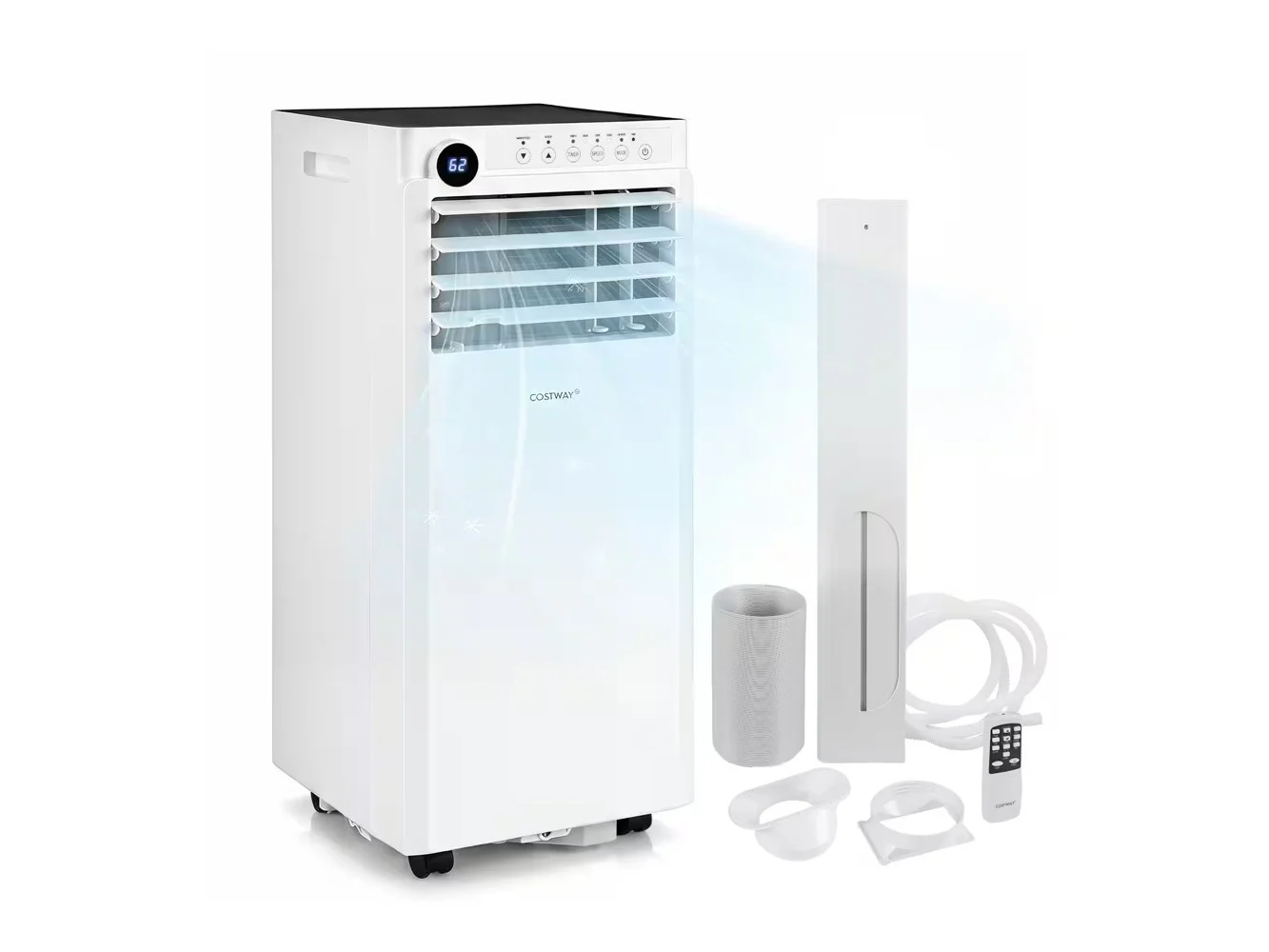 **Costway - 8000 BTU Portable Air Conditioner, 4-in-1 Portable AC Unit with Dehumidifier, Fan - White + Black**